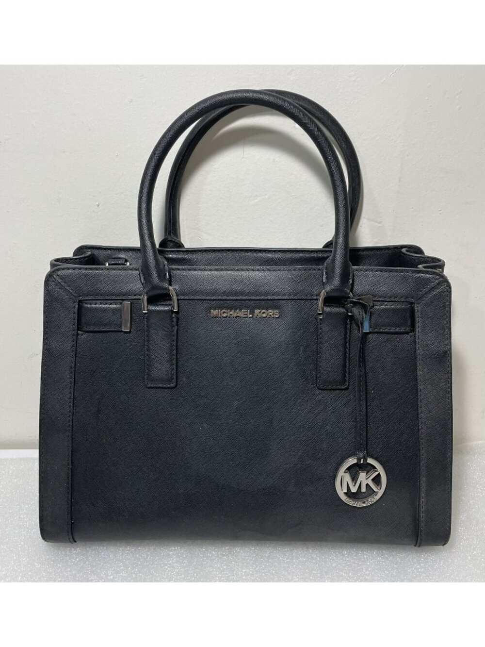 Michael Kors Dillon Medium East/West Black Saffiano Satchel Bag - 13" x 9" x 5"